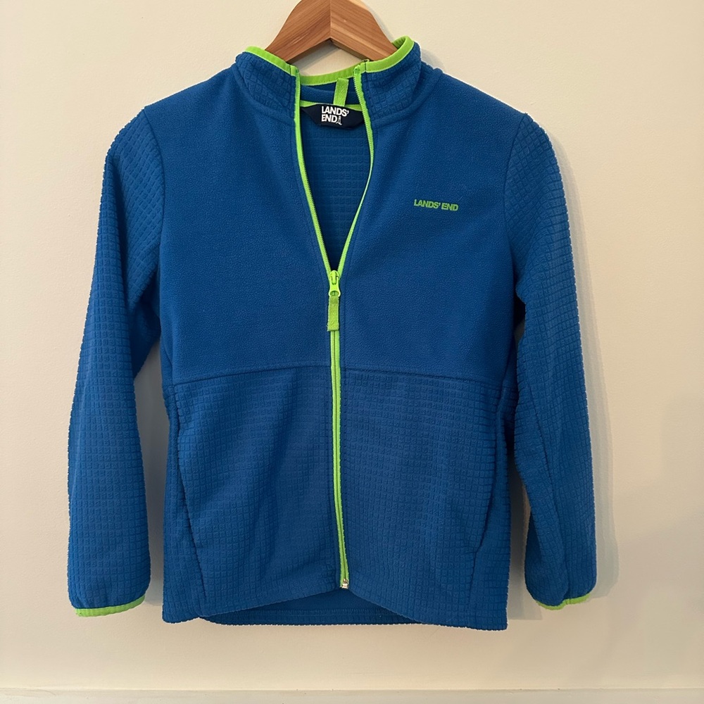 Lands' End Vibrant Blue Fleece with Neon Green Accents